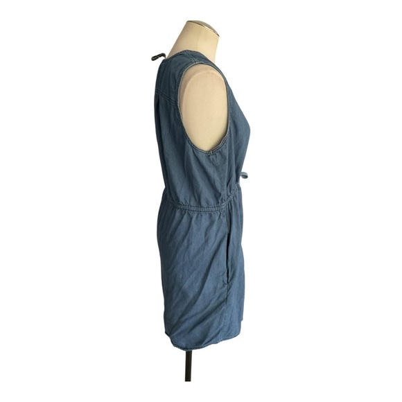 Indigo Rein Sleeveless Button Front Dress Women’s Size XL Chambray Blue Belted - Picture 3 of 6
